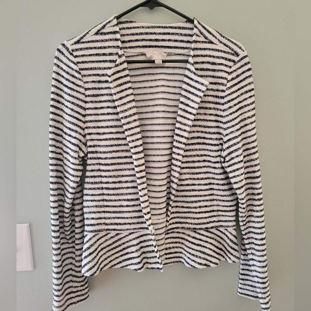 LOFT white and navy striped jacket